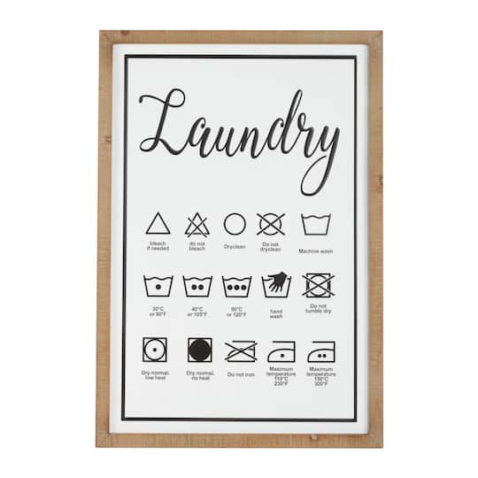 White Farmhouse Laundry Guide Wood Wall Decor, 22" x 32"